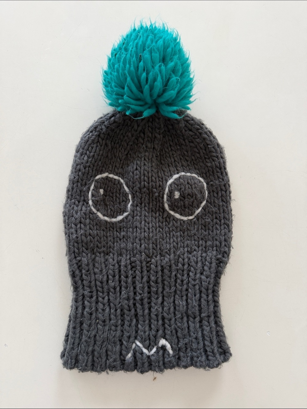 Indikidual Kids Dark Gray Knit Beanie with Teal Pom